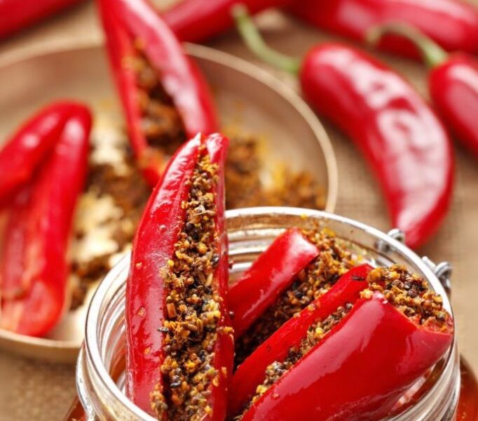How to Make Stuffed Red Chilli Pickle
