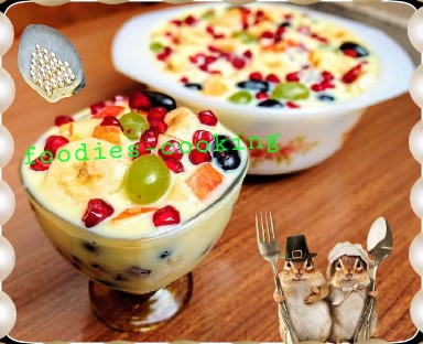 Mango & mix fruits Custard Recipe
